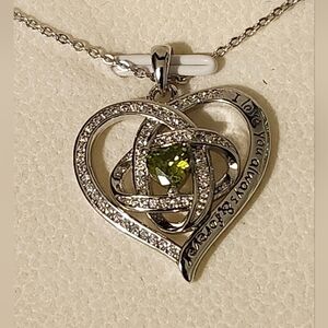 Silver Love Knot Heart Necklace for Women,  Birthstone
